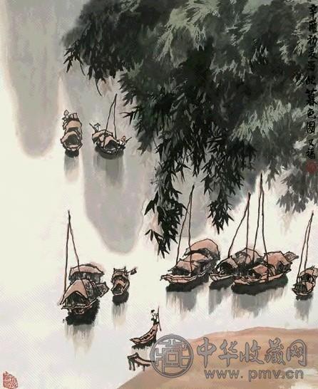 贾又福 1981年 暮色图 立轴 设色纸本