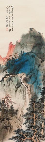 张大千 山水 立轴 设色纸本