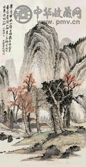 金心兰 己酉(1909年)作 秋山读易图 中堂 设色纸本