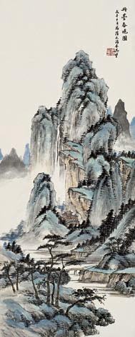 吴望 山水 立轴 设色纸本