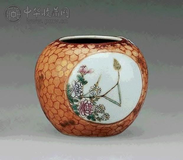 清 粉彩描金方形水盂