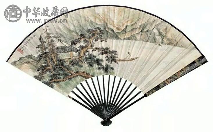 现代 马晋 松溪渔隐 成扇