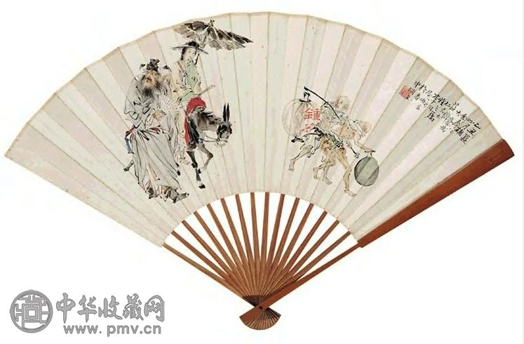 李芳园 钟馗嫁妹图并金刚经 扇面