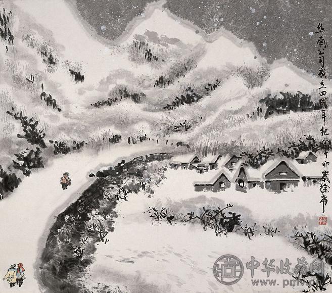 徐希 丁卯(1987年)作 林山霁雪 立轴 设色纸本