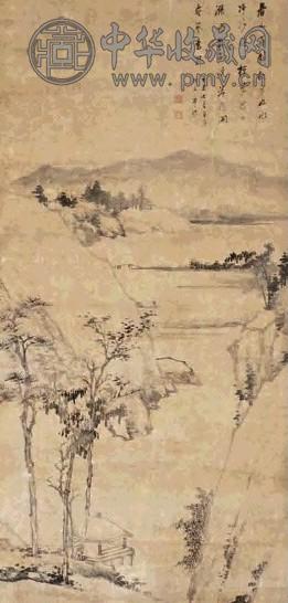 查士标 1667年作 秋山一棹图 立轴 水墨纸本