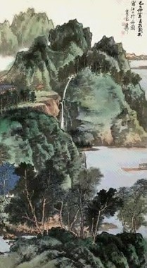 近现代 谢稚柳 江上行舟图 镜心