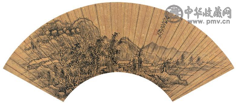 吴滔 山水 扇面 泥金纸本