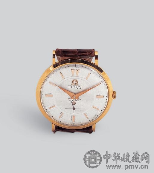 1960年代 TITUS 18K玫瑰金壳手动三针男表