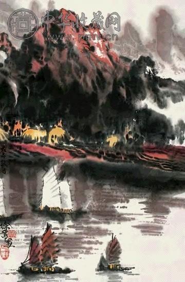 徐希 南海归帆 立轴 设色纸本