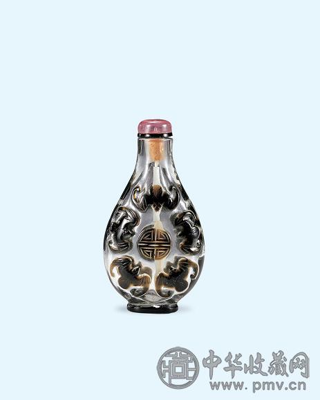 清 套黑料五蝠捧寿鼻烟壶