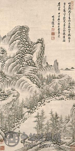 徐坊十九世纪 山水 立轴 设色纸本