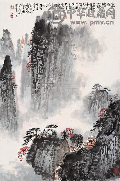钱松嵒 万山晴霭图 立轴 设色纸本