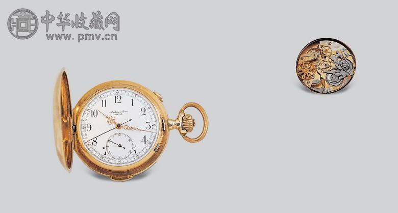 约1890年 AUDEMARS FRERES 14K金壳二问计时猎表