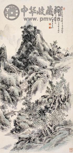 黄宾虹 癸未(1943年)作 山水 立轴 设色纸本