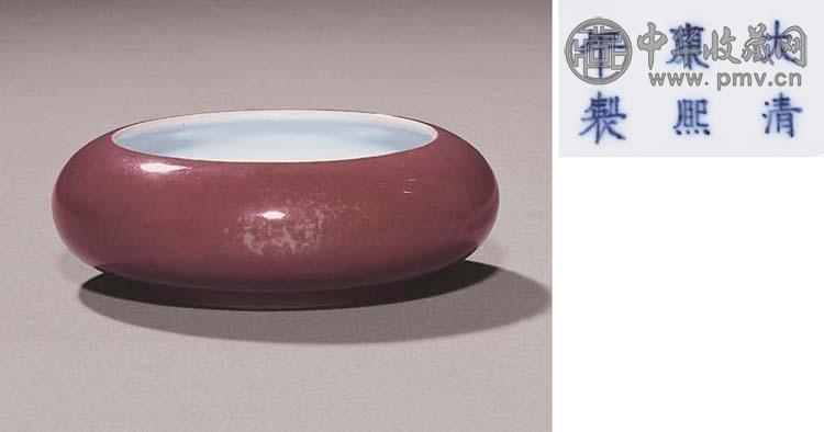 清康熙 豇豆红釉镗锣洗