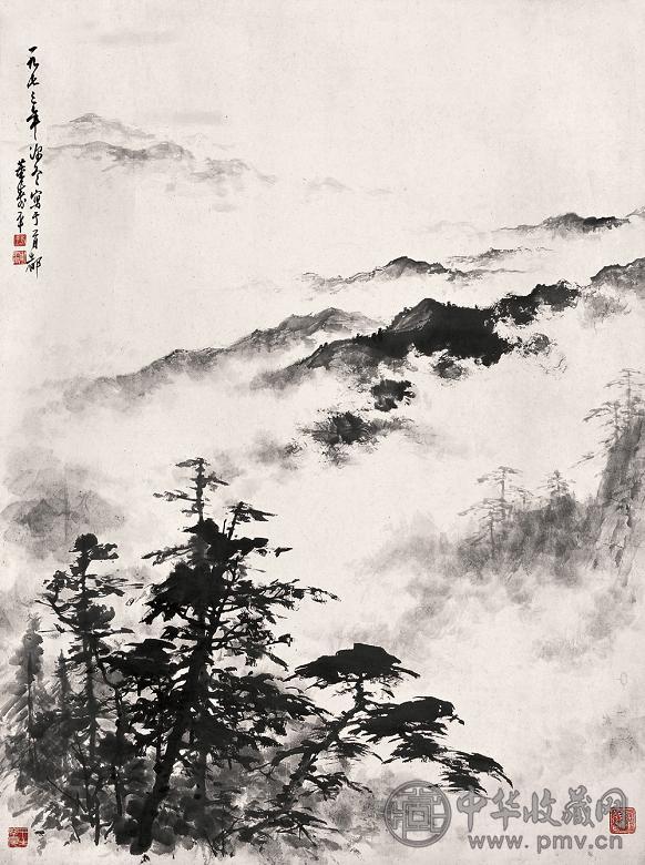 董寿平 1973年作 云山图 立轴 水墨纸本 收藏资讯|艺术家|书画家|书画名人|书法家-中华收藏网