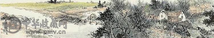 当代 黎雄才 山村即景 镜心