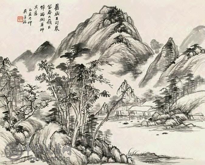 吴子深 1935年作 水墨山水图 立轴 水墨纸本 收藏资讯|艺术家|书画家|书画名人|书法家-中华收藏网