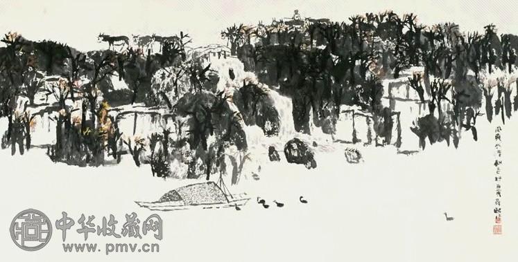 聂鸥 丙寅(1986年)作 山水 镜心 水墨纸本