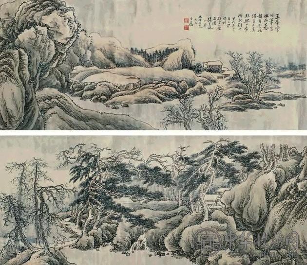 张石园 山水 横幅 设色绢本