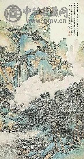 近现代 吴榖祥 青绿山水 轴