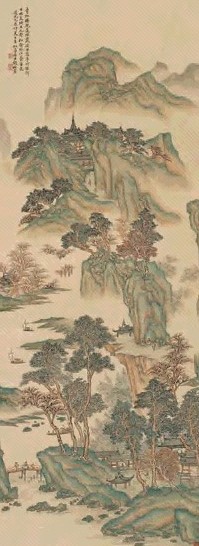 钱杜 1835年作 山水 立轴 设色纸本