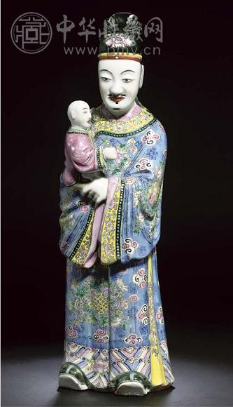 清粉彩人物造像