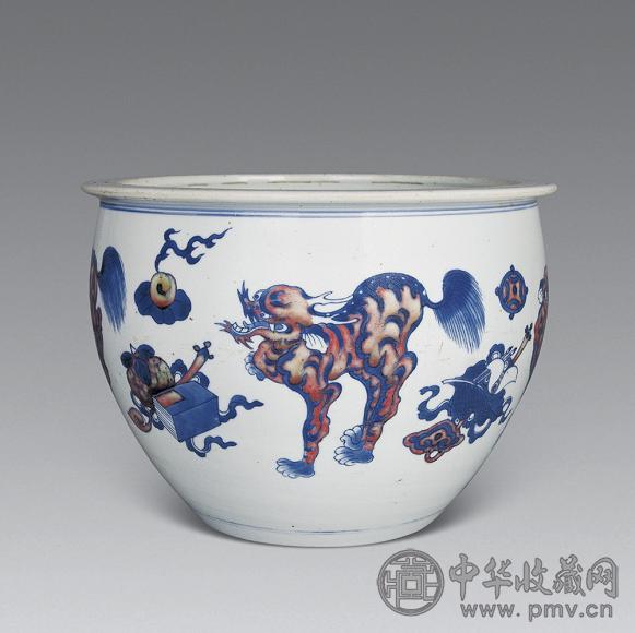 清康熙青花釉里红瑞兽小缸收藏资讯|艺术家|书画家|书画名人|书法家