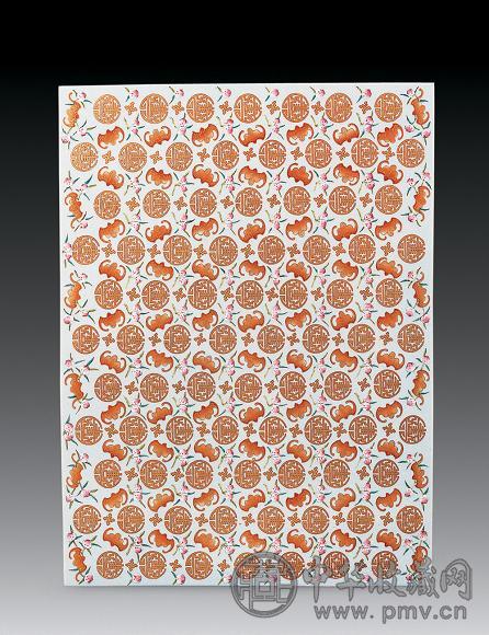 清 粉彩福寿图瓷板