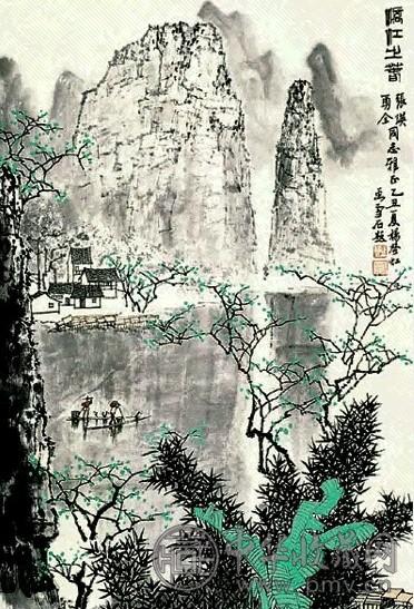 杨登虹 漓江之春 立轴 设色纸本