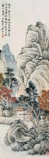 吴琴木 山水 立轴 设色纸本