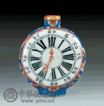 清嘉庆 粉彩表式烟壶