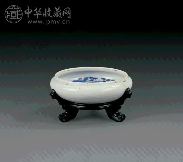 民国 青花鱼藻纹笔洗