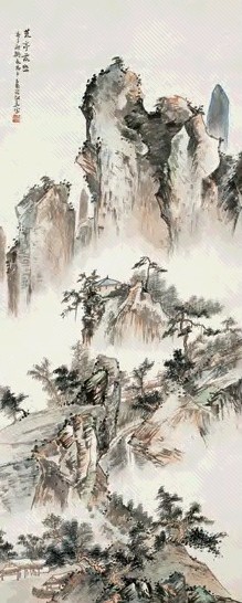 俞剑华 1930年作 荒亭落照图 立轴 设色纸本