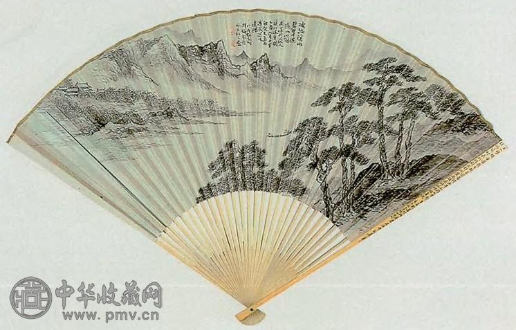 胡佩衡 溪水碧翠图 成扇