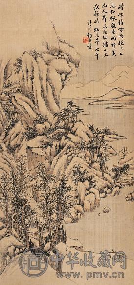何维朴 晴峰积雪 立轴 绢本