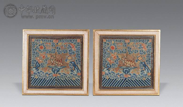 清 打籽绣虎纹补子(1对)