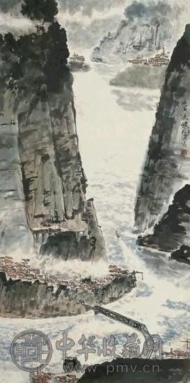 钱松嵒 山水 立轴 设色纸本