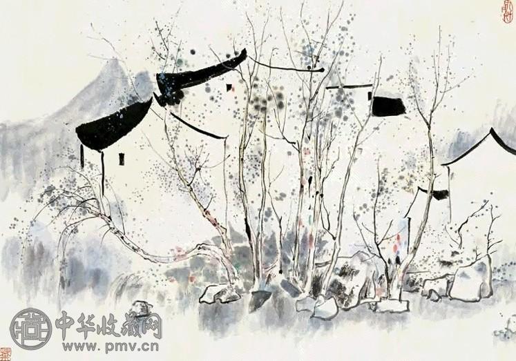 吴冠中 水乡 轴 设色纸本