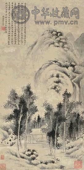 李流芳 1601年作 山水 立轴 水墨纸本