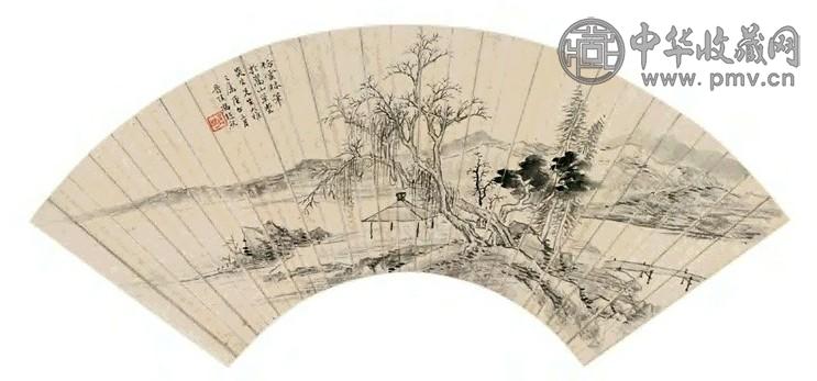 冯超然 仿云林山水图 立轴 水墨纸本 收藏资讯|艺术家|书画家|书画名人|书法家-中华收藏网