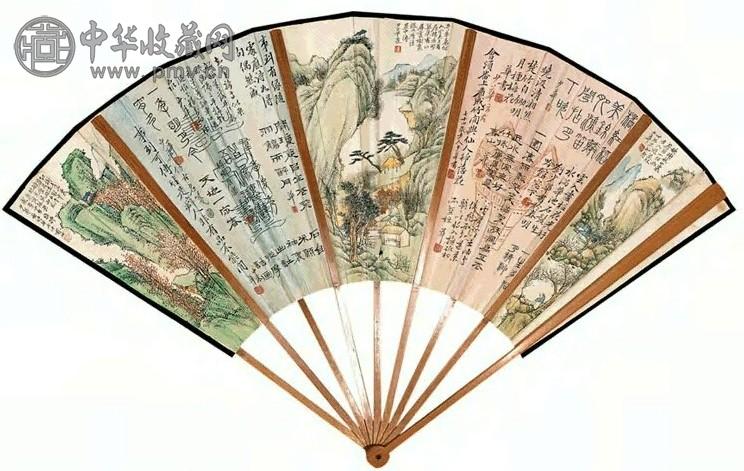 刘少华 书画合璧 成扇 设色纸本