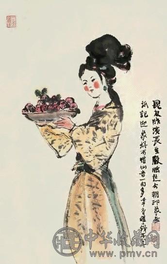 程十发 壬午2002年作 长生殿 镜心 设色纸本