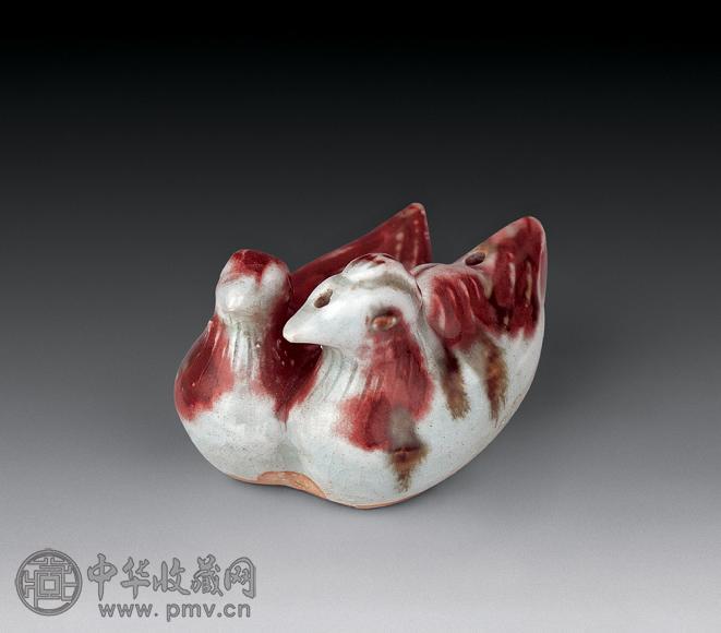 元 青花釉里红鸳鸯砚滴