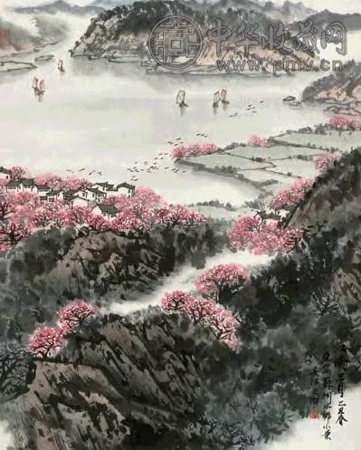 宋文治 1985年作 江南三月 立轴 设色纸本