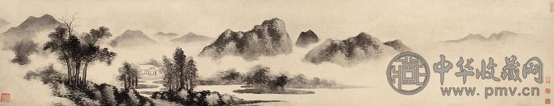 沈周(款) 临米友仁大姚村图 手卷 纸本