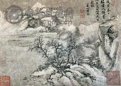 黄鼎 山水 册页(10开) 设色绢本