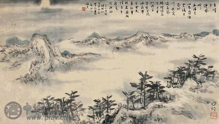 亚明 山水 镜心 设色纸本