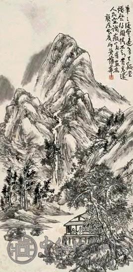 蒲华 1910年作 溪山闲话 立轴 水墨纸本