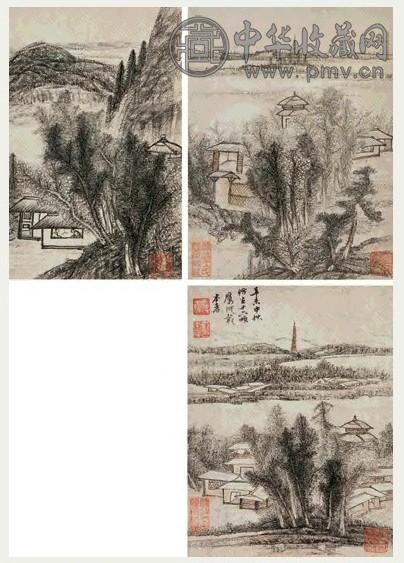 戴本孝 山水 册页(16开选3)